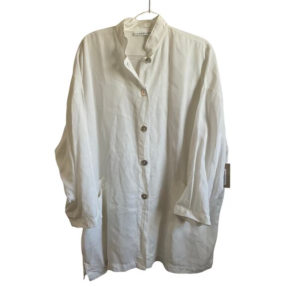 Bryn Walker Marta Oversized Lagenlook 100% Tencel Button Front Jacket - NEW - Picture 1 of 10